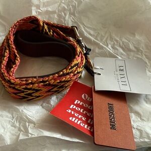 NWT designer Missoni Multicolor Zigzag Webbing Dog Leash - Brown/Yellow/Orange